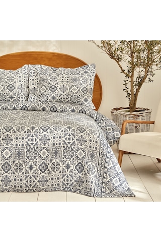 Karaca Home Tiles Çift Kişilik Yatak Örtüsü Mavi