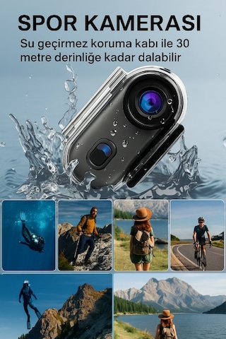 Ultra Kompakt 4k Aksiyon Kamerası Su Geçirmez, Yüksek Çözünürlük