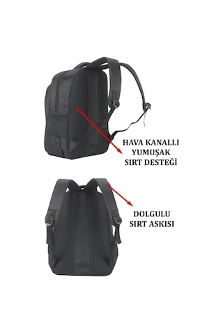 Case Club 2114 Büyük Boy 17 İnç Laptop Bölmeli Sırt Çantası Siyah