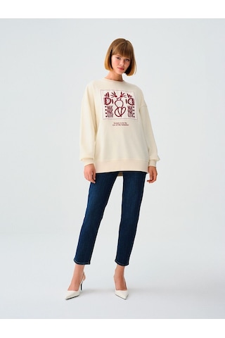 LOFT Loose Fit Kadın Sweatshirt Lf2037526 Q1.v1 Beyaz