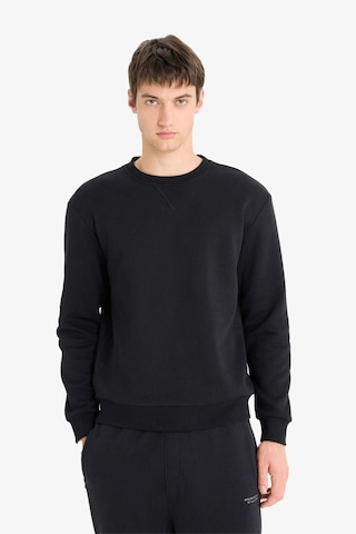 Defacto Regular Fit Bisiklet Yaka Pamuklu Basic Düz Sweatshirt T3777AZ23AUBK81 Siyah