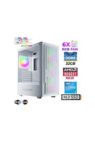 Fazeon Astra X700 i5-14400F 32 GB 1 TB M.2 NVMe SSD 16 GB RX9060XT Free Dos Masaüstü Oyuncu Bilgisayarı