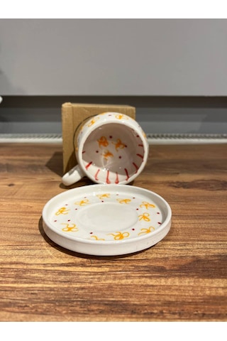 Sarı Fiyonk Seramik Kupa, Mug, Double Türk Kahvesi Filtre Kahve