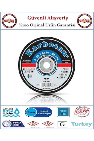Karbosan Metal Kesme Disk Taşı - 180mm