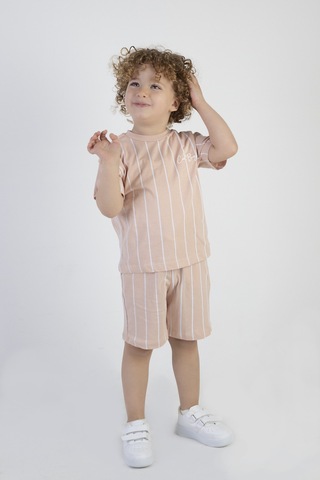 Erkek Çocuk Cool Boys Baskılı Çizgili Kısa Kollu Şortlu Alt Üst Takım 001