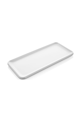 6 Adet 16x35 Cm Melamin Baton Servis Sunum Tabağı Makinede Yıkanabilir Dikdörtgen Mimoza Beyaz