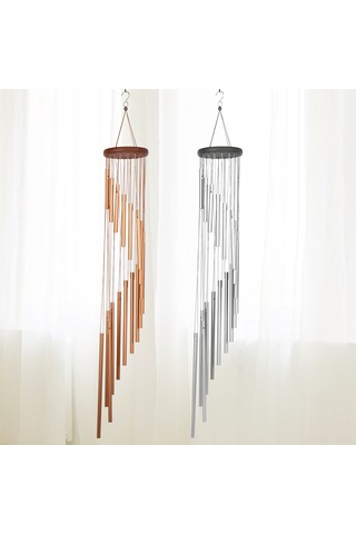 Ranyeek 35 İnç 18 Tonlu Altınaltı Aluminyum Boru Ve Çam Ahşap Döner Rüzgar Çanları - Yatak Odası Ve Bahçe Dekorasyonu, Doğa Sesleri İle Rahatlatıcı