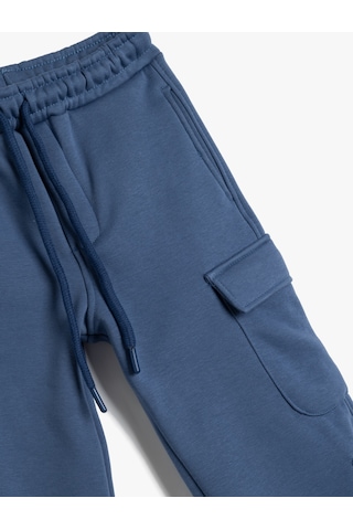 Koton Oversize Eşofman Altı Kargo Cep Detaylı Beli Bağcıklı Pamuk Karışımlı Mavi 5wkb40172tk Mavi