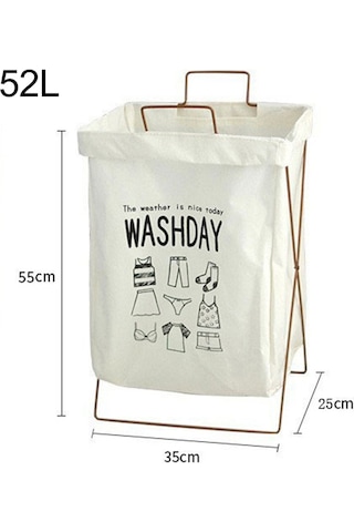 Cbtx 52 L Katlanabilir Çamaşır Sepeti Demir Raf Pamuk Keten Kirli Giysiler Saklama L Yeşil Diğer