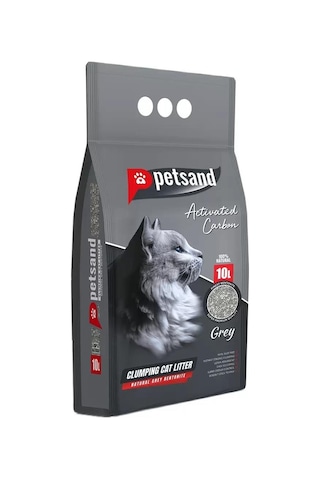 Petsand Aktif Karbonlu Grey Topaklaşan Bentonit Kedi Kumu 10 L