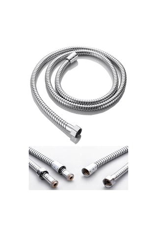 Kustar Yüksek Kaliteli Örgülü Spiralli Banyo Duş Hortumu 1,5 Metre Gri