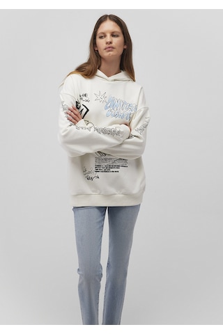 Mavi - Baskılı Kapüşonlu Beyaz Sweatshirt 1s10287-80194 Beyaz