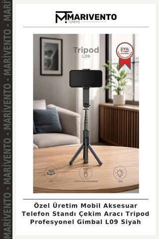 Özel Üretim Mobil Aksesuar Telefon Standı Çekim Aracı Tripod Profesyonel Gimbal L09 Siyah