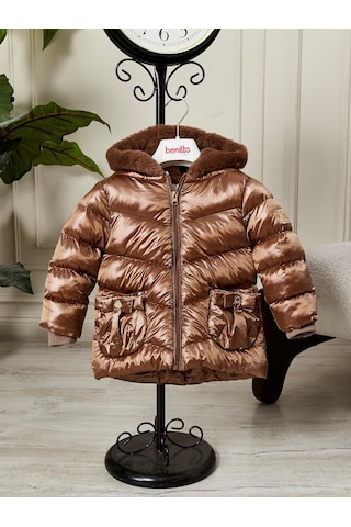 Benitto Kids Kız Bebek Çocuk Kapüşonlu Mont 51360 Kahve
