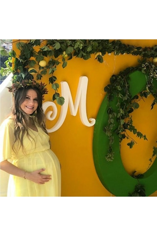 Modalabio Moda Labio- Babyshower Melek Kol Hamile Elbisesi Sarı