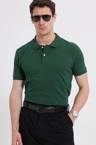 Tudors Erkek Slim Fit Dar Kesim %100 Pamuk Kısa Kollu Polo Yaka Haki Tişört-46212