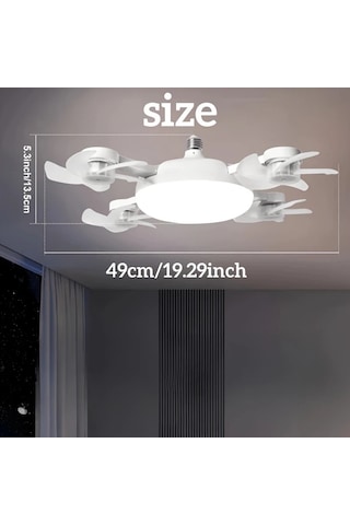 Motion003 Zeki Modern Led Lambalı Dört Başlıklı Fan Çok Fonksiyonlu Tavan Fanı Işıklı Drone Tarzı Çift Fanlı 4 Kanatlı 3 Ayarlı Uzaktan Kumandalı