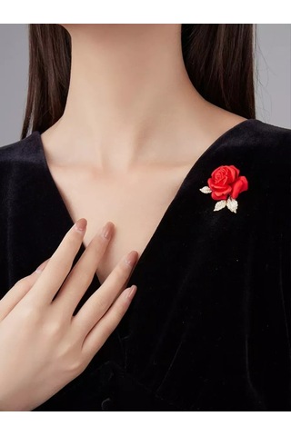 Beautiful Detail Broş Çiçek Gül 214132354 Kırmızı