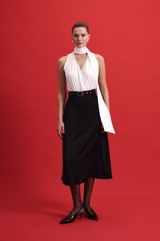 Sateen Kemerli Saten Etek - Siyah-137013 Siyah