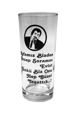 Müslüm Baba Resimli Yazılı Cam Rakı Bardağı 6 Adet Özel Tasarım