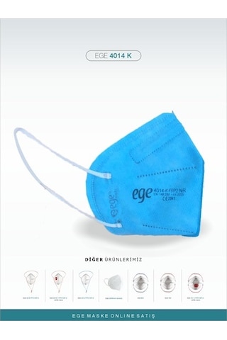 Ege Maske 4014-K Ffp2 Nr N95 Ventilsiz Maske 25'Li Mavi
