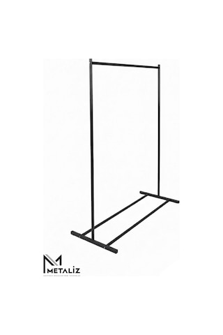 Siyah Metal Konfeksiyon Askısı - Minimalist Elbise Askılığı - Butik Tipi Askı Siyah