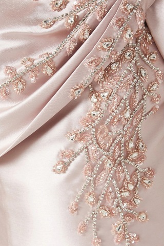 Ac By Aanchal Chanda Crystal - Embellished Gown Kristal Işlemeli Balık Form Maxi Kadın Elbise Pembe