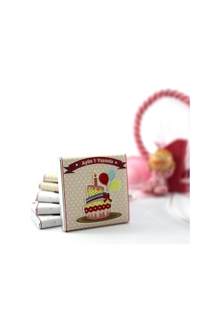 Dark Brown Doğum Günü Tebrik Madlen Kişiselleştirilebilir El Yapımı Çikolata DGK4 48 Adet