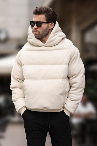 Madmext Bej Kapüşonlu Erkek Şişme Mont 7235-bej Bej