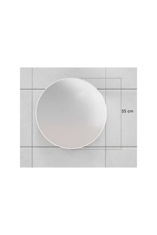 Oval Aynalı Lavabo Üstü Banyo Dolabı - Beyaz Çok Renkli