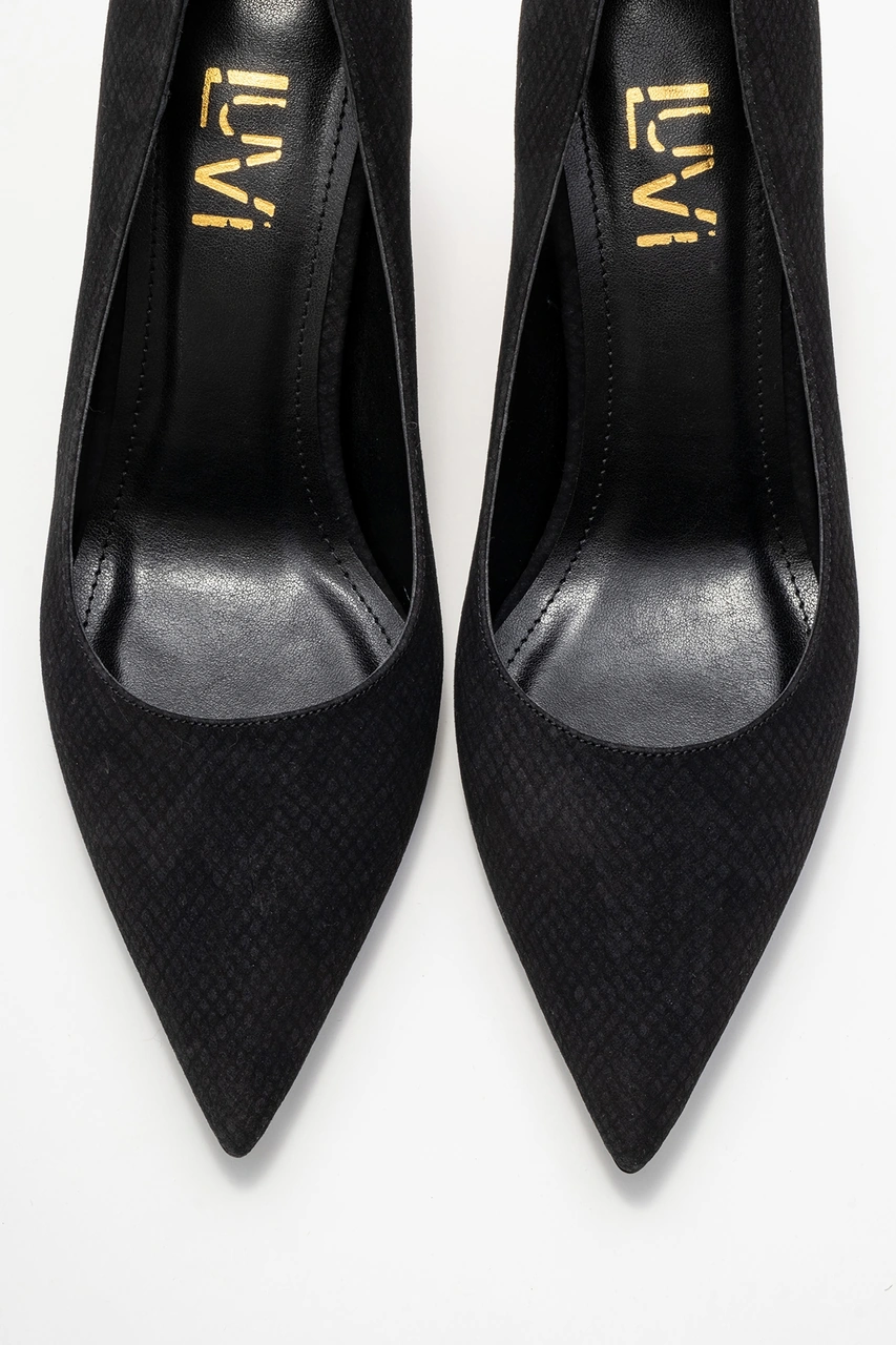 Hudson Siyah Desenli Kadın Topuklu Ayakkabı Siyah