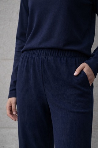 Ivoire Wear Kadın Beli Lastikli Bürümcük Pantolon Lacivert