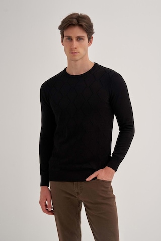 Cazador 3084 Erkek Bisiklet Yaka Kazak Siyah