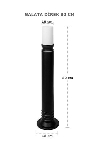 2 Adet Galata 80 Cm Bahçe Aydınlatma Direği - E27 Duy, Ip54 Su Geçirmez, Siyah Patika Ve Yol Aydınlatma Armatürü, Zita Yerli Üretim Yanmaz Kırılmaz Gövde Ampul Hariç Ug-zt-0273-80