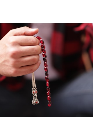 Tesbihcibaba Gece Kızılı Ateş Kehribarı Tesbih