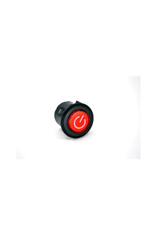 26mm 12v Kırmızı Işıklı Power Logolu 1-0 Kalıcı Anahtar Yuvarlak