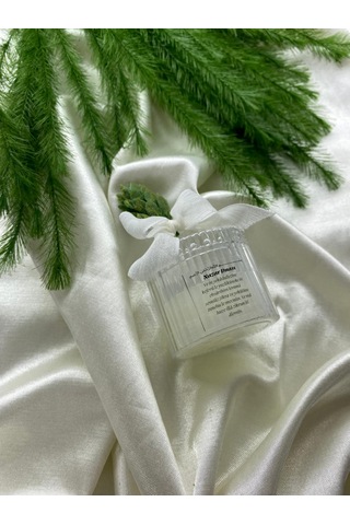 Nazar Duası Mika Kapaklı Mum Hediyelik Beyaz Kurdele Ve Çam Detaylı Özel Gün Süsü Şeffaf