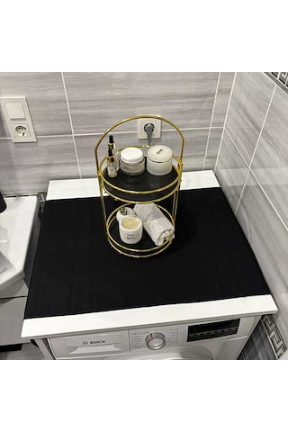 Laundry Duck Keten Su Geçirmez Ve Kirlenmez Çamaşır Makinesi - Buzdolabı - Bulaşık Makinesi Örtüsü Siyah