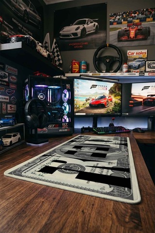 Freedom Dolar Tasarımı 40x90 Cm Oyuncu Mousepad Kaymaz Taban Büyük Boy