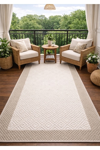 Mess Modern Dekoratif Yumuşak Dokulu Sisal Halı 3946 Krem Vizon Çok Renkli
