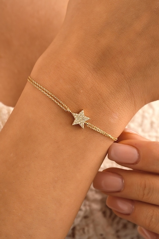 Sefa Gold 14 Ayar Altın Taşlı Yıldız Bileklik Sarı - Beyaz Altın
