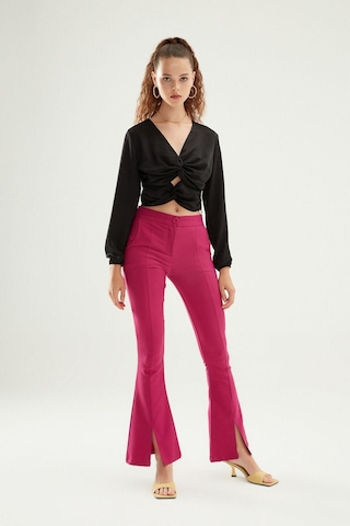 Dekolte Detaylı V Yaka Bluz Siyah-1776 Siyah