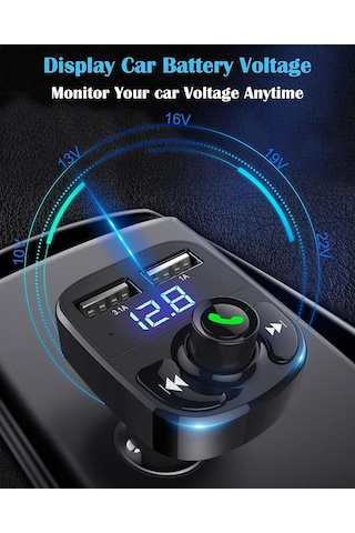 Bluetooth Fm Transmitter Araç Şarj Aleti Çakmaklık Müzik Kiti