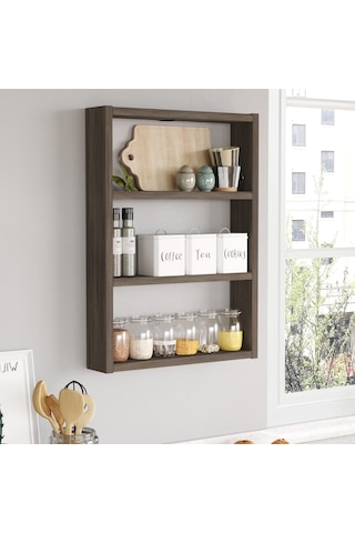 Robinhome Robin Home Marla 3'Lü Duvar Rafı Mutfak Banyo Rafı Kahve Ma1-Cu