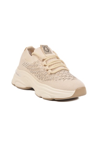Krem Hafif Triko Örme Anatomik Kadın Sneaker B064 Z Krem