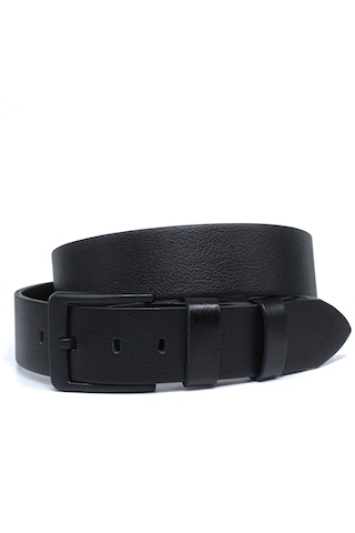 2'li Siyah - Siyah Manda Derisi Erkek Kot Kemeri 4,5 Cm Siyah Siyah