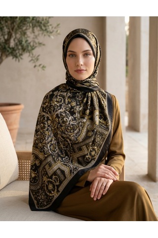 Moda Nuda Celebrity Celestial Şal Siyah Gold - Zarif Işıltı Siyah - Gold