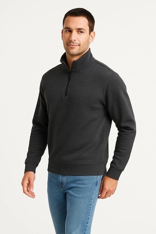 Epilons Zenda1125 Erkek Dik Yaka Sweatshirt Dik Yaka Yarım Fermuarlı 3 İplik Şardonlu Pamuk Kumaş - Antrasit Zenda478