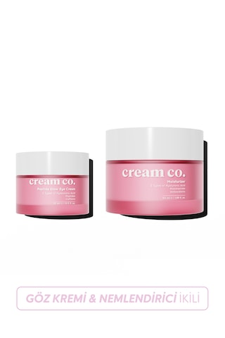 Cream Co. Peptide Glow Eye Göz Kremi 15 ML + Su Bazlı Nemlendirici ve Aydınlatıcı Yüz Kremi 50 ML