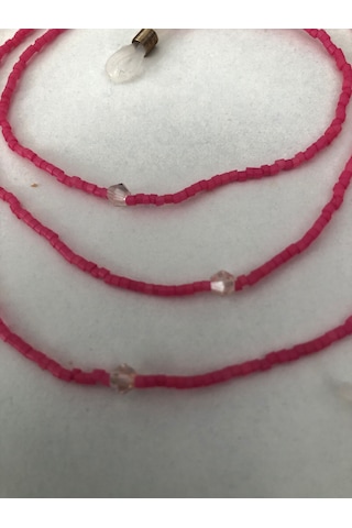 Pembe Renk Boncuklu Gözlük İpi